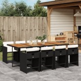 Set mobilier de gradina cu perne, 9 piese, negru, poliratan GartenMobel Dekor, vidaXL