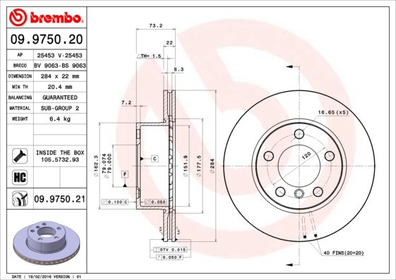 BREMBO 09.9750.21 PRIME LINE - UV Coated Disc frana