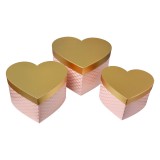 Cumpara ieftin Set 3 cutii depozitare carton roz auriu 27x24x15 cm, 24x21x14 cm, 21x19x12 cm
