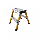 Scara mobila dubla cu trepte pe doua parti din aluminiu, Krause, Monto &quot;Rolly&quot;, 2.45m inaltime lucru, 2x2 trepte, pliabila, galben