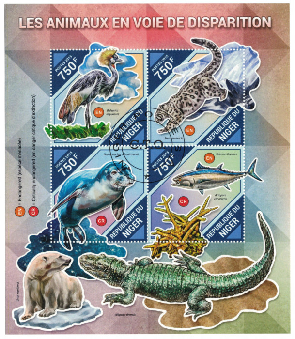 NIGER 2015 - Fauna, Animale in pericol/ colita+bloc (2 img)