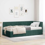 vidaXL Cadru de pat colțar cu saltea cu headboard 2 pcs Verde Catifea 3393850
