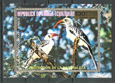 Eq. Guinea 1976 African Birds, perf. sheet, used M.029 foto
