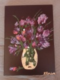 TABLOU PE PANZA CU SASIU NOU 40X60 CM VAS CU FLORI ACRILIC PRET 100 LEI NEGOCIABIL