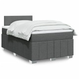 Gossi pat box spring cu saltea, gri inchis, 120x190 cm, textil