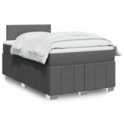 vidaXL Pat box spring cu saltea, gri &amp;icirc;nchis, 120x190 cm, textil 3287001 foto