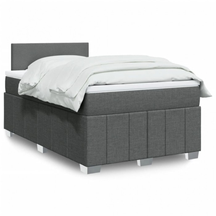 vidaXL Pat box spring cu saltea, gri &icirc;nchis, 120x190 cm, textil 3287001
