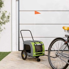 vidaXL Remorcă de bicicletă pentru animale de companie Verde și gri