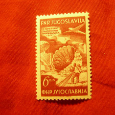 Timbru Iugoslavia 1951 - Aviatie , val. 6din.