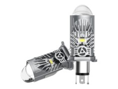 Set 2 Becuri LED H4 cu Lupa, SUPER CSP, Putere 150W si 27.000 Lumeni, Ventilator Integrat, Cu cipuri CSP 7035, 6000K Alb Rece, fara eroare de bec ars