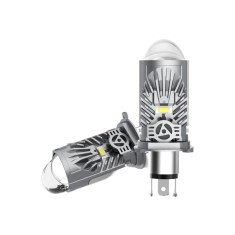 Set 2 Becuri LED H4 cu Lupa, SUPER CSP, Putere 150W si 27.000 Lumeni, Ventilator Integrat, Cu cipuri CSP 7035, 6000K Alb Rece, fara eroare de bec ars