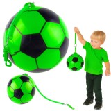 Minge de fotbal din cauciuc cu maner, verde, 22 cm, Lean 27224
