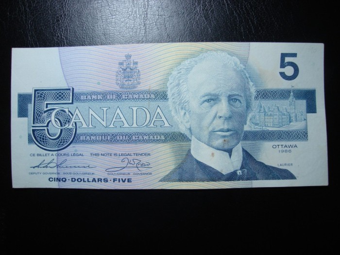 CANADA 5 DOLARI 1986
