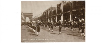 Carte postala Paris - parade of US Navy troops 1919 - scrisa A002 foto