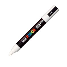 Marker UNI PC-5M Posca, 1.8-2.5 mm,varf mediu,alb