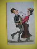 HOPCT 509 T CUPLU ...,ROMANTIC,,.. -GERMANIA -CARICATURA VECHE-EUROPA --NECIRCULATA, Printata