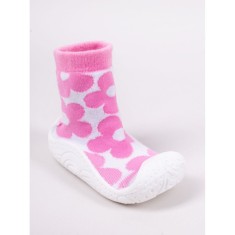 Mocasini pentru copii cu talpă antiderapantă &ndash; Design cu flori roz (Marime