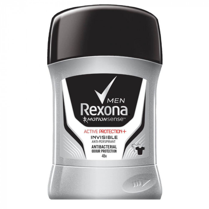 Deodorant Stick REXONA Active Protection Invisible, 50 ml, Pentru Barbati, Protectie 48h, Deodorant Solid, Deodorante Solide, Deodorant Solid Barbatii