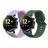 Set 2 curele pentru Realme Watch S/Watch S Pro/Watch 2 Pro, Kwmobile, Verde/Mov, Silicon, 57786.03