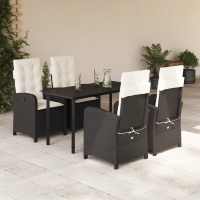 vidaXL Set mobilier de grădină cu perne, 5 piese, negru, poliratan foto