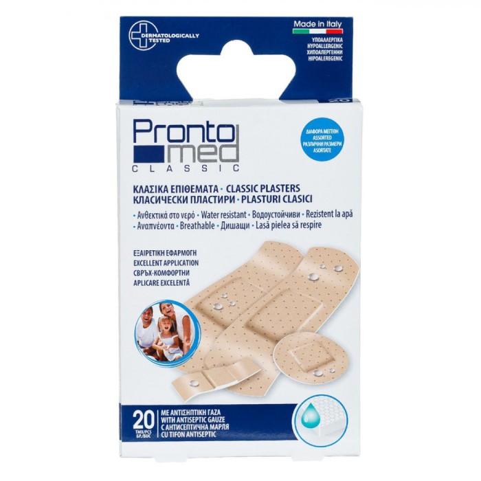 Plasturi Clasici Prontomed, Antiseptic, Dimensiuni Diferite, Set 20 Bucăți