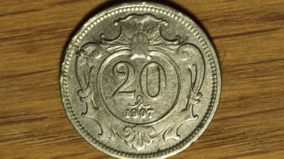 Austria Imperiu Habsburgic -moneda colectie- 20 heller 1907 luciu - stare f buna foto