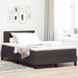 VidaXL Pat cu arcuri cu saltea Maro &icirc;nchis 120 x 190 cm țesătură