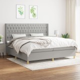 Cumpara ieftin Pat box spring cu saltea, gri deschis, 200x200 cm, textil