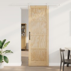 Ușa glisantă vidaXL cu set de accesorii 78x232 cm din lemn solid de pin, Ușa interioară vidaXL &#039;ORKDAL&#039;78x232x4 cm din lemn solid de pin