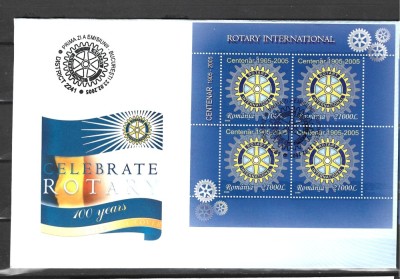 ROMANIA 2005 - CENTENARUL ROTARY, FDC - LP 1673 foto