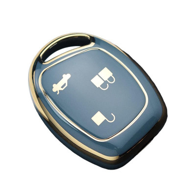 Husa Cheie Ford Focus, Mondeo, 3 Butoane, Tpu, Gri albastrui cu contur auriu AutoProtect KeyCars foto
