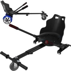 Kit kart pentru hoverboard reglabil, scaun ergonomic si manete control, compatibil placa doua roti, negru portocaliu