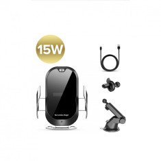 Incarcator Auto Wireless 15W, FAST, Smart Sensor ,Prindere Ventilatie+Ventuza foto