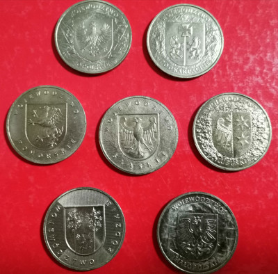 SV * Polonia 2 ZLOTYCH / ZLOTI 2004 x 7 Voivodate Poloneze * AUNC+ foto