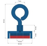 Magnet oala Ventoo&reg;, diametrul D42mm, carlig inelar, neodim puternic, suprafata nichelata, N35, forta 45 kg