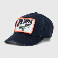 Superdry șapcă de baseball din bumbac culoarea albastru marin, cu imprimeu