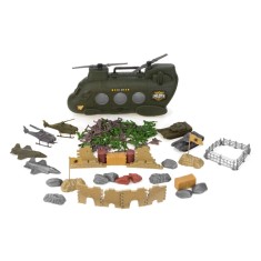 Set Militar Complet cu Elicopter, Vehicule și Soldați - 100 Piese Verde, CMCLASS