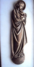 Statueta placheta din bronz masiv, Fecioara Maria foto