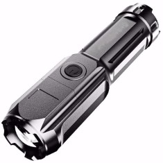 Lanterna LED, din ABS, putere 5W, impermeabila, buton ON/OFF, 3 moduri de iluminare, incarcare USB, gri