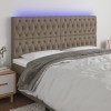 VidaXL Tăblie de pat cu LED, gri taupe, 180x7x118/128 cm, textil 3122778