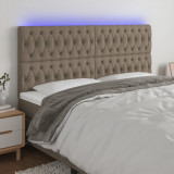 Tablie de pat cu LED, gri taupe, 200x7x118/128 cm, textil GartenMobel Dekor, vidaXL