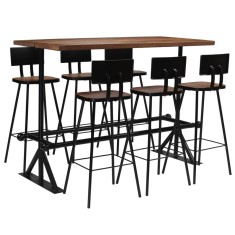 Set mobilier de bar, 7 piese, lemn masiv reciclat