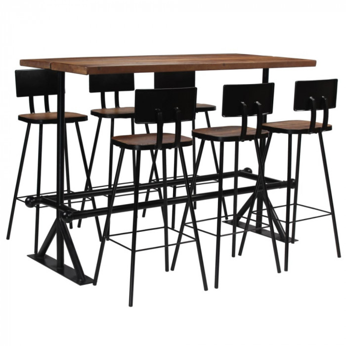 Set mobilier de bar, 7 piese, lemn masiv reciclat
