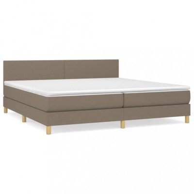 Pat box spring cu saltea, gri taupe, 200x200 cm, textil foto