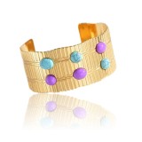 Cumpara ieftin Bratara Bangle placata cu aur cu turcoaze