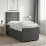Cumpara ieftin Pat boxspring cu saltea cu headboard Gri inchis Unic Tesatura