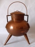 Magnifica oala de camp, opera populara facuta manual, din cupru, 7L 43,5cm