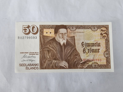 Islanda 50 Kronor 1961 Noua-Rara foto