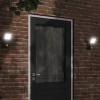 Set 2 Lampi LED Exterioare vidaXL cu Senzor PIR, 9W, Aluminiu Negru, IP54, 10x15x22cm, Lumina Calda 3000K