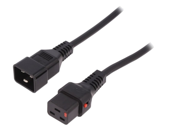 Cablu IEC C19-C20 3m cu Blocare